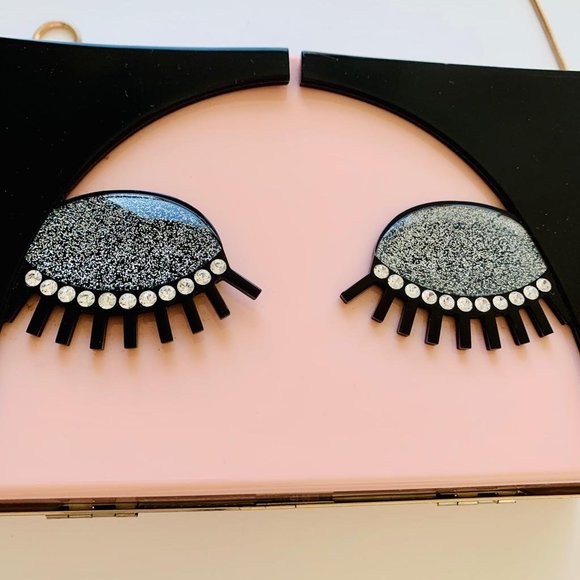 Rhinestones Acrylic Clutch with Rose Gold Crossbody Chain - Picture 11 of 11